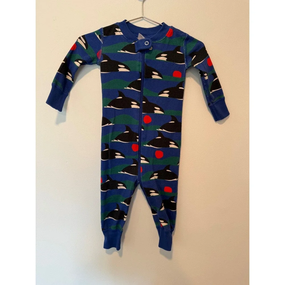 Hanna Andersson Orca Whale Organic Cotton Sleeper Blue 6-12 Months 70cm
